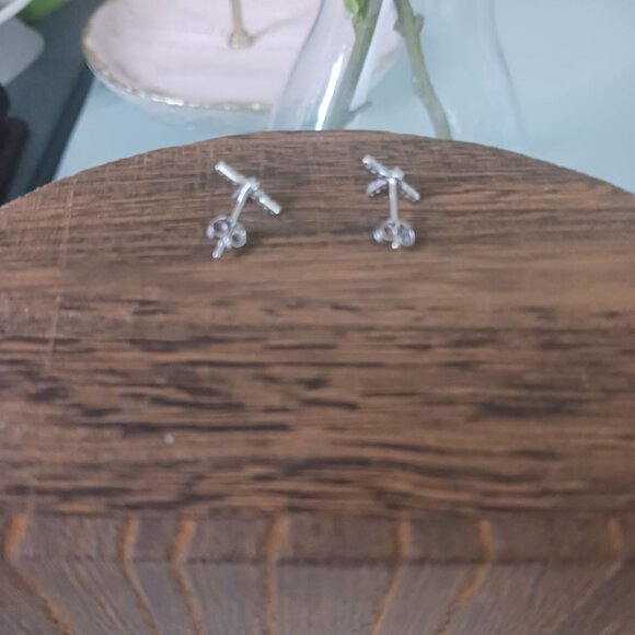 Silver CZ Dragonfly Earrings - Picture 4 of 5